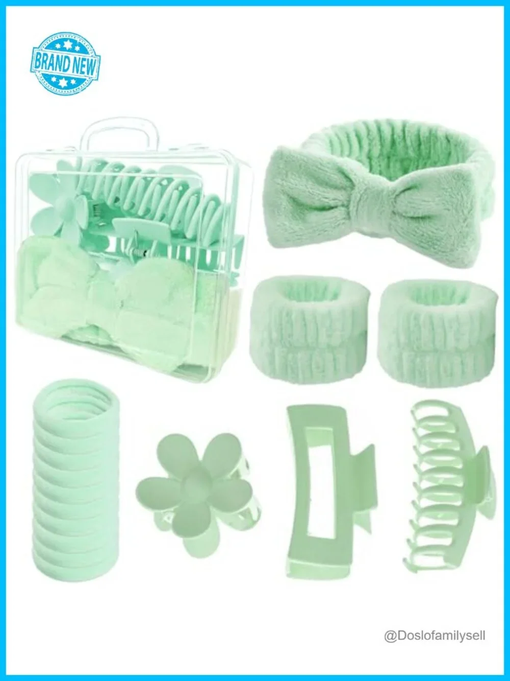 16-Piece Skincare Headband Set with Wristbands, Claw Clips & Hair Ties